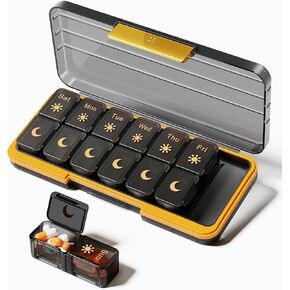 Zoksi Am Pm Pill Organizer 7 Day, Weekly Pill Box 2 Times a Day, Medicine Pill Organizer with Separate Compartment, Travel Pill Case Dispenser Portable for Vitamins, Fish Oils, Medicines(Pink)