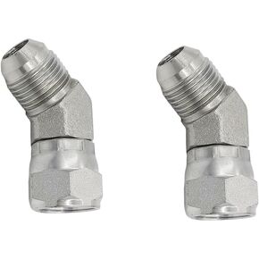(2-PACK) 6502-08-08 Hydraulic Hose Adapter Fitting 1/2" Male JIC 37°Flare（3/4"-16UNF）× 1/2" Female JIC 37°Swivel(3/4"-16UNF) 45°Elbow Pipe Joints Carbon Steel