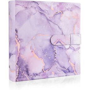 Photo Album 4x6 Photos – 200 Pockets Vegan Leather Photo Picture Book Cover for Family Birthday Anniversary Vacation Pictures, Purple
