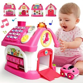 Toys for 1+ Year Old Girls - Montessori Musical Toys for Toddlers Age 1-2, 8-in-1 Multi-Functional House Toys with Sound, Lights, Music, Great Gifts for 1+ Year Old Girls Birthday Xmas