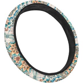 Women Car Steering Wheel Cover Aztec American Native Horse Pattern Keep Hands Dry, Durable, No Smell, Universal 15 Inch Steering Protector, Anti-Slip