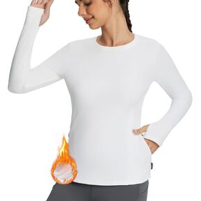 BALEAF Women's Thermal Tops Fleece Lined Shirts Long Sleeve Cold Weather Winter Gear Workout Zipper Pocket Thumbholes