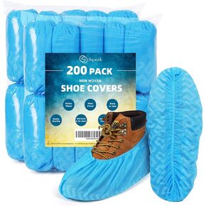 squish 200 Pack Shoe Covers Disposable Non-Slip, Black Non-Woven Fabric Boot Covers for Indoors Breathable Slip Resistant Durable Boot&Shoes Cover, Protector Covers Fits Virtually Most Shoes