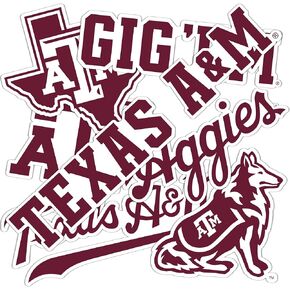 Desert Cactus Texas A&M University Sticker Aggies TAMU Stickers Vinyl Decals Laptop Water Bottle Car 13.5x11 Sheet T2 (Type 2-2)