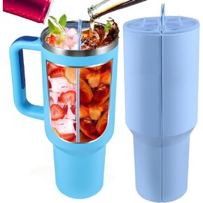 2-in-1 Inner Cup Tray for Stanley Accessories, Silicone Cup Divider Compatible with 40oz Stanley, with A Cup Lid, Sealed Against Leaks, Reusable, Easy to Clean (Green)
