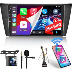 4G+64G Android 13 Car Stereo for BMW 3 E90 E91 E92 E93 2005-2012 Radio with Wireless Apple Carplay Android Auto, 9'' Touch Screen Radio, Bluetooth GPS WiFi 32EQ DSP FM SWC+Mic Backup Cam