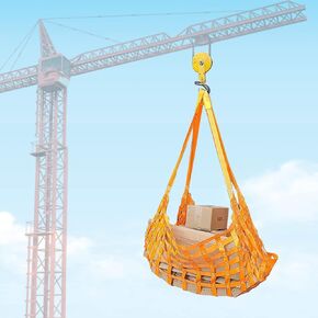 Cargo Lifting Net (4.92'x4.92'), Lifting Straps for Hoist, Tear Resistance Flat Nylon Sling Hoisting Net for Loading and Unloading Cargo, Max. Load Capacity: 1102lbs