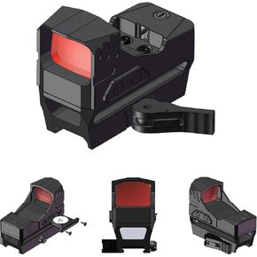 Gotical Multi-Reticle 2 MOA & 65 MOA Circle Open Reflex Sight, QD Auto Lock, Integral High See - thro Picatinny Mount, with Internal Battery, Quick Release Mount