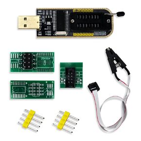 CH341A Programmer & Removable SOP8 Test Clips Organizer,CH341A+SOP8 Double Board Flash Chip IC Test Clips 25 Series Flash BIOS USB Programmer Module (Single Clip + USB)