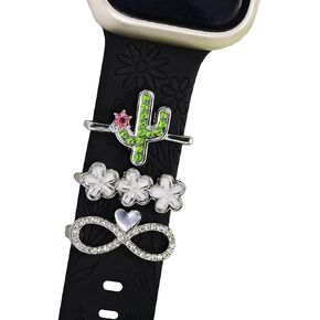 Watch Band Charms for Women , Decorative Rings Loops Charms for Apple Silicone Watch Bands 49mm 45mm 44mm 42mm 41mm 40mm 38mm , Metal Jewelry SmartWatch Band Accessories Charms for iwatch band Series se 9 8 7 6 5 4 3 2 1 Samsung Galaxy watch 5/Pro/4 fitbi