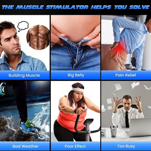 FDA Cleared - MHD TENS Muscle Stimulator - Dual TENS & PMS Functions, 12 Programs for Easy Abs Muscle Stimulation and Activation, Home Gym Use in Saudi Arabia