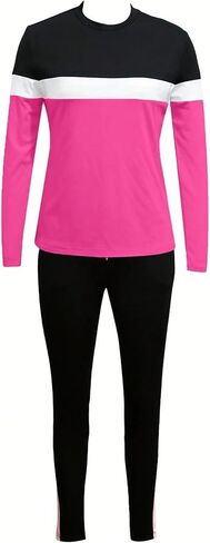 طقم ملابس نسائية مكونة من قطعتين من LovelyWholesale بأكمام طويلة وسروال، بدلة رياضية ذات ألوان متعددة in Kuwait