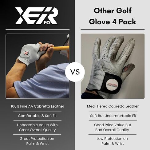 Men's Golf Gloves Value 4 Pack | 100% Finest AA Cabretta Leather | Breathable and Durable Golf Gloves for Men | White Golf Gloves Worn On Both Left and Right Handed Golfers in Saudi Arabia