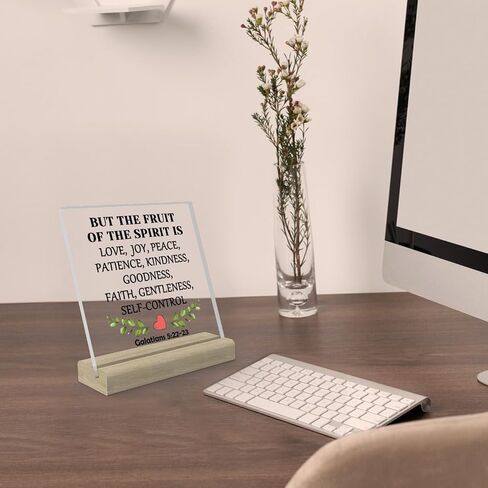 Christian Sunflower Gifts Clear Desk Decorative Sign Bible Verses Gift Inspirational Scripture Gift Religious Gifts Baptism Gifts Birthday Christmas Gift Christian Acrylic Plaque with Wooden Stand in Saudi Arabia