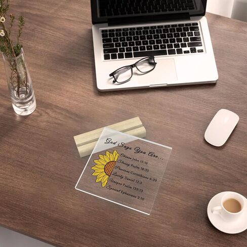 Christian Sunflower Gifts Clear Desk Decorative Sign Bible Verses Gift Inspirational Scripture Gift Religious Gifts Baptism Gifts Birthday Christmas Gift Christian Acrylic Plaque with Wooden Stand in Saudi Arabia