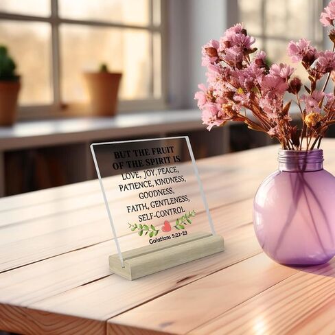 Christian Sunflower Gifts Clear Desk Decorative Sign Bible Verses Gift Inspirational Scripture Gift Religious Gifts Baptism Gifts Birthday Christmas Gift Christian Acrylic Plaque with Wooden Stand in Saudi Arabia