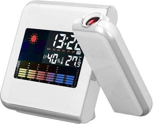 Projection Alarm Clock, Weather Clock Bedside with 180° Projector, LCD Digital Clock with 12/24H Time Date Snooze Temperature Humidity Table Clock Backlight for Bedroom Living Room Office in Saudi Arabia