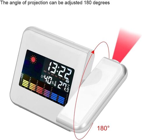 Projection Alarm Clock, Weather Clock Bedside with 180° Projector, LCD Digital Clock with 12/24H Time Date Snooze Temperature Humidity Table Clock Backlight for Bedroom Living Room Office in Saudi Arabia
