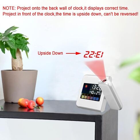 Projection Alarm Clock, Weather Clock Bedside with 180° Projector, LCD Digital Clock with 12/24H Time Date Snooze Temperature Humidity Table Clock Backlight for Bedroom Living Room Office in Saudi Arabia