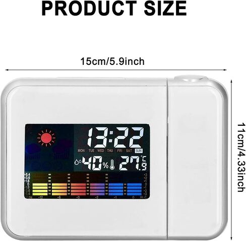 Projection Alarm Clock, Weather Clock Bedside with 180° Projector, LCD Digital Clock with 12/24H Time Date Snooze Temperature Humidity Table Clock Backlight for Bedroom Living Room Office in Saudi Arabia