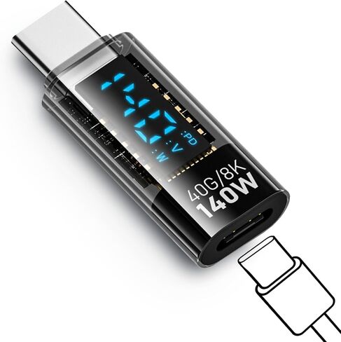 محول USB C أنثى إلى USB C ذكر محول USB C موسع 140 وات 40 جيجابت في الثانية لنقل البيانات USB نوع C PD متوافق (أزرق، 140 وات) in Saudi Arabia