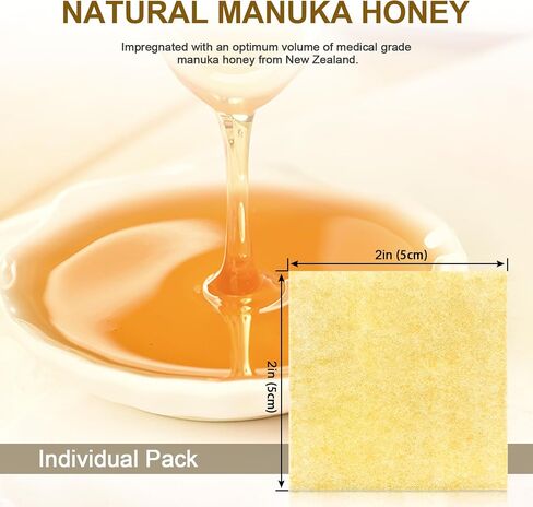 Manuka Honey Gauze Wound Dressing 2" x 2",10 Pack Manuka Honey Wound Care Pads, Medical Grade Honey Bandages for Wound Care, Honey Patch for Faster Healing from Burns,Abrasions,Cuts and Scalds in Saudi Arabia