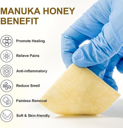 Manuka Honey Gauze Wound Dressing 2" x 2",10 Pack Manuka Honey Wound Care Pads, Medical Grade Honey Bandages for Wound Care, Honey Patch for Faster Healing from Burns,Abrasions,Cuts and Scalds in Saudi Arabia