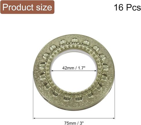 uxcell 16pcs Curtain Grommets, 1-5/7"(42 mm) ID Pattern Window Curtain Panels Eyelet Rings Low-Noise Sliding Roman Curtain Hardware Clip Rings for Home Curtain Rod, Cyan in Saudi Arabia
