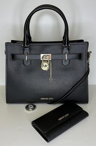 MICHAEL Michael Kors Hamilton MD Satchel bundled with Trifold Wallet and Purse Hook (Navy/Double Zip Wristlet) in Saudi Arabia