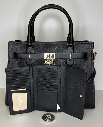 MICHAEL Michael Kors Hamilton MD Satchel bundled with Trifold Wallet and Purse Hook (Navy/Double Zip Wristlet) in Saudi Arabia