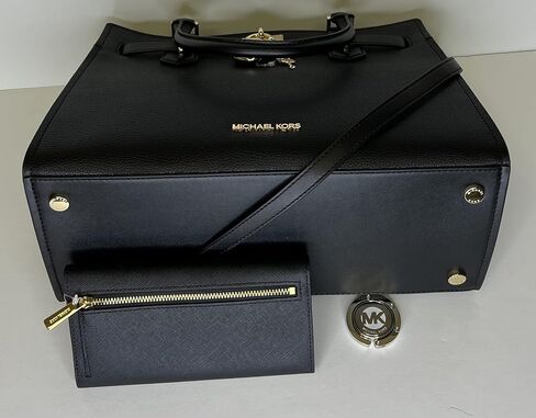MICHAEL Michael Kors Hamilton MD Satchel bundled with Trifold Wallet and Purse Hook (Navy/Double Zip Wristlet) in Saudi Arabia