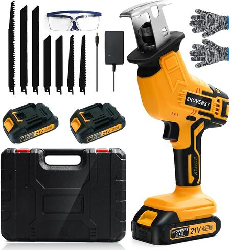 Cordless Reciprocating Saw, 2 x 2.0Ah Battery, Cordless Variable Speed, Blades Kit for Wood/Metal/PVC Cutting MWF-RED in Saudi Arabia