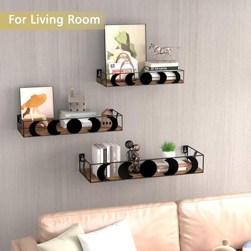 Moon Phase Wall Shelves Set of 3, Gold Floating Shelves with Black Board, Crystal Display Shelf for Witchy Wall Decor in Saudi Arabia