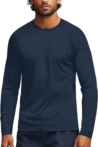 Mens Long Sleeve Tee Shirts Athletic Moisture-Wicking Workout Running Gym T-Shirts Soft Stretch Sports Tee in Saudi Arabia