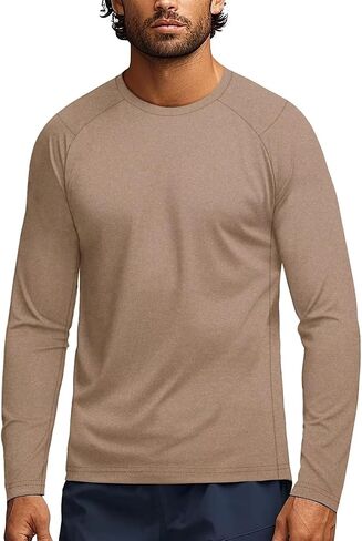 Mens Long Sleeve Tee Shirts Athletic Moisture-Wicking Workout Running Gym T-Shirts Soft Stretch Sports Tee in Saudi Arabia