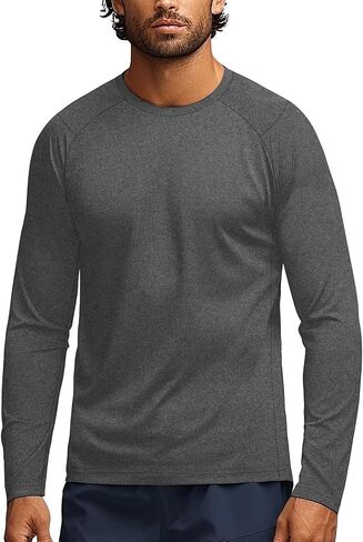 Mens Long Sleeve Tee Shirts Athletic Moisture-Wicking Workout Running Gym T-Shirts Soft Stretch Sports Tee in Saudi Arabia