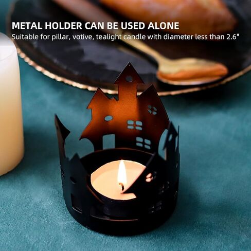 Advent Candle Holders Set of 4, Metal Christmas Table Decor Centerpiece Pillar Tealight Votive Candle Holders, Vintage Indoor Christmas Table Decorations 4PCS in Saudi Arabia