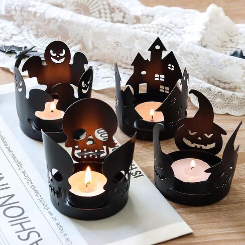 Advent Candle Holders Set of 4, Metal Christmas Table Decor Centerpiece Pillar Tealight Votive Candle Holders, Vintage Indoor Christmas Table Decorations 4PCS in Saudi Arabia