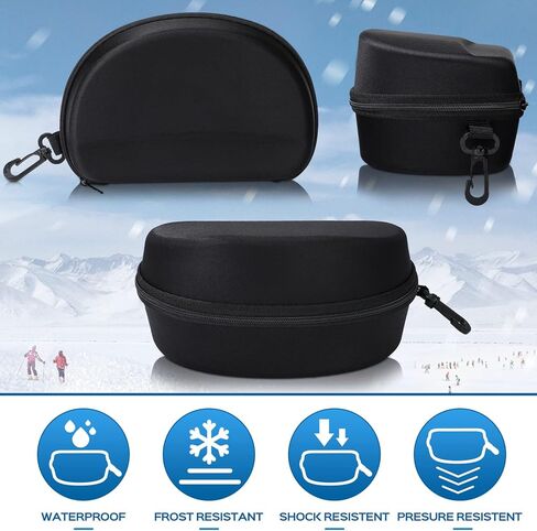 قطعتان من نظارات التزلج على الجليد في فصل الشتاء على الجليد حافظة نظارات واقية بسحاب حافظة نظارات السباحة الثلجية صندوق تخزين مع 6 قطع مناديل مبللة للنظارات لحمل معظم النظارات الرياضية in Kuwait