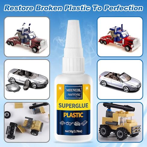 Super Glue for Plastic 100g, Heavy Duty Plastic Model Glue Kit for Legos and Miniature, Strongest Plastic Adhesive Bonder for PLA, 3D Print, Car, ABS, PVC, Acrylic, Craft, Best Plastic Glue in Saudi Arabia