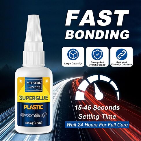 Super Glue for Plastic 100g, Heavy Duty Plastic Model Glue Kit for Legos and Miniature, Strongest Plastic Adhesive Bonder for PLA, 3D Print, Car, ABS, PVC, Acrylic, Craft, Best Plastic Glue in Saudi Arabia