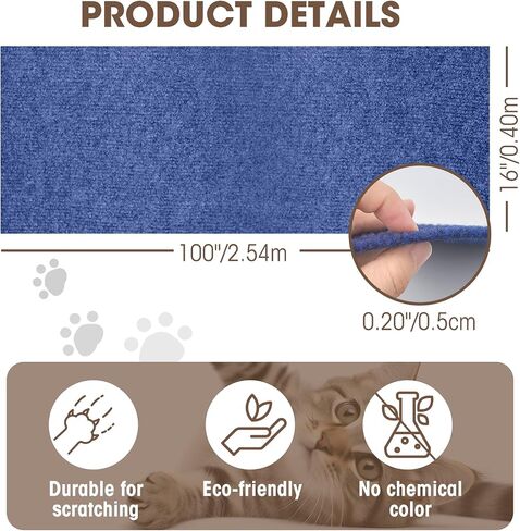 Cat Scratching Mat, 40"x16" Self-Adhesive Carpet Mat Trimmable Replacement for Cat Tree, Cat Wall Shelves, Cat Scratching Post, DIY Couch Furniture Protector (Light Gray) in Saudi Arabia