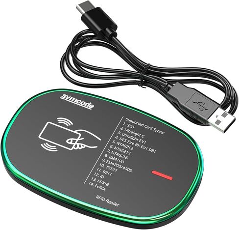 RFID Reader, 125KHz and 13.56Mhz Card USB Reader, Plug and Play USB HID Device Emulate Keyboard for Win Linux Android iOS, White in Saudi Arabia
