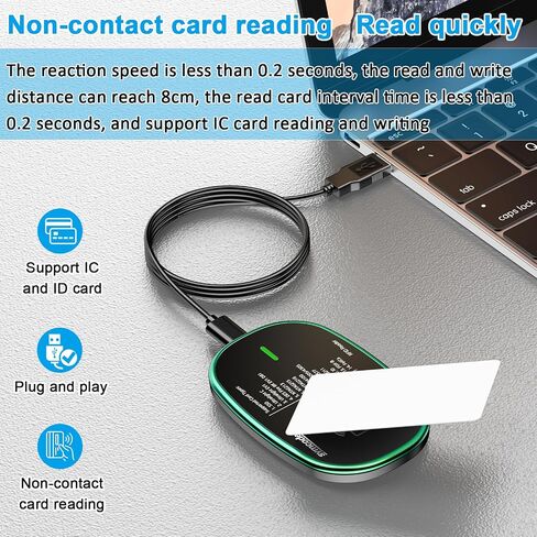 RFID Reader, 125KHz and 13.56Mhz Card USB Reader, Plug and Play USB HID Device Emulate Keyboard for Win Linux Android iOS, White in Saudi Arabia
