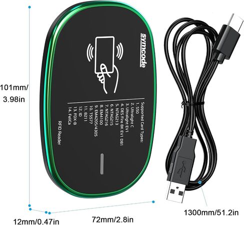 RFID Reader, 125KHz and 13.56Mhz Card USB Reader, Plug and Play USB HID Device Emulate Keyboard for Win Linux Android iOS, White in Saudi Arabia