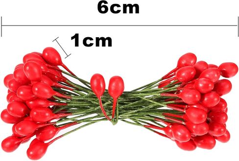 BBTO 300 Pieces Artificial Holly Christmas Fake Berries on 150 Wire Stems for Christmas Tree Decorations Wreath Craft Use Wedding Party Favor in Saudi Arabia