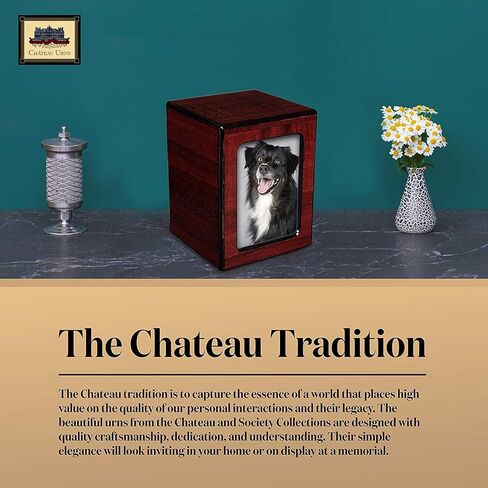 Chateau Urns - Society Collection - Photo Frame Urn-Photo Keepsake Cremation Urn - Memorial Box for Ashes - Small (up to 46 lbs) - Cherry Finish in Kuwait