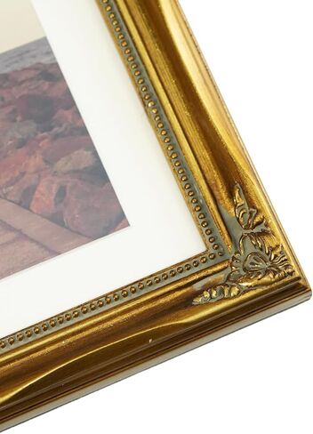 Gold 5x7 Picture Frames in Solid Wood, Wooden Frame with Embossed Flower, Vintage Photo Frames with Mat to 4x6, Gallery Wall and Tabletop Antique Frames(5x7, Gold) in Saudi Arabia