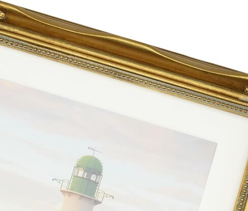 Gold 5x7 Picture Frames in Solid Wood, Wooden Frame with Embossed Flower, Vintage Photo Frames with Mat to 4x6, Gallery Wall and Tabletop Antique Frames(5x7, Gold) in Saudi Arabia