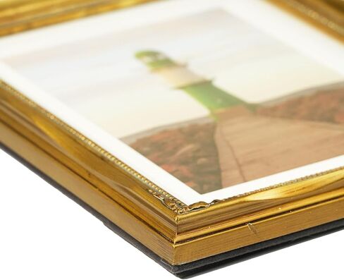 Gold 5x7 Picture Frames in Solid Wood, Wooden Frame with Embossed Flower, Vintage Photo Frames with Mat to 4x6, Gallery Wall and Tabletop Antique Frames(5x7, Gold) in Saudi Arabia